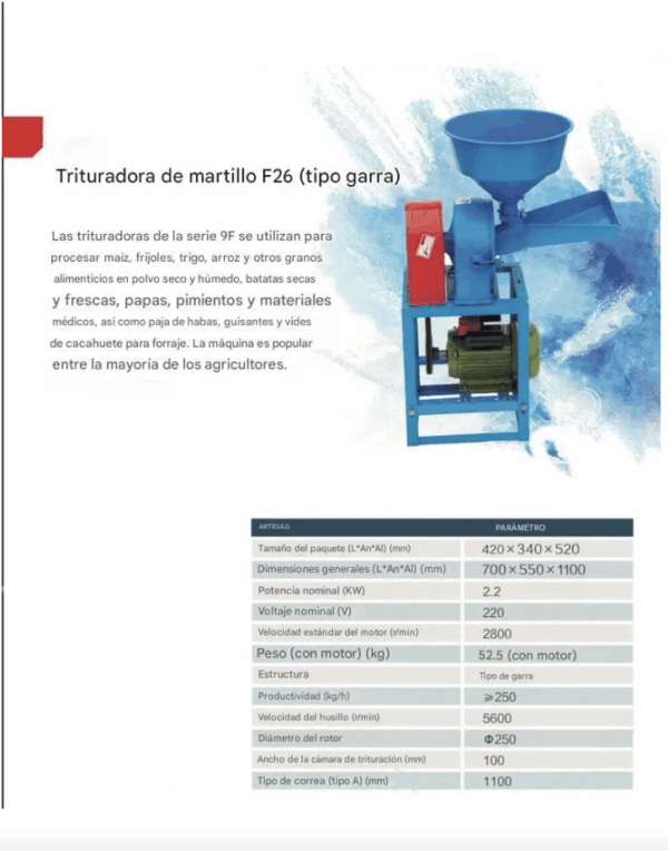 Molino Granos Martillo Harina 3hp Chancadora 220v - Imagen 7